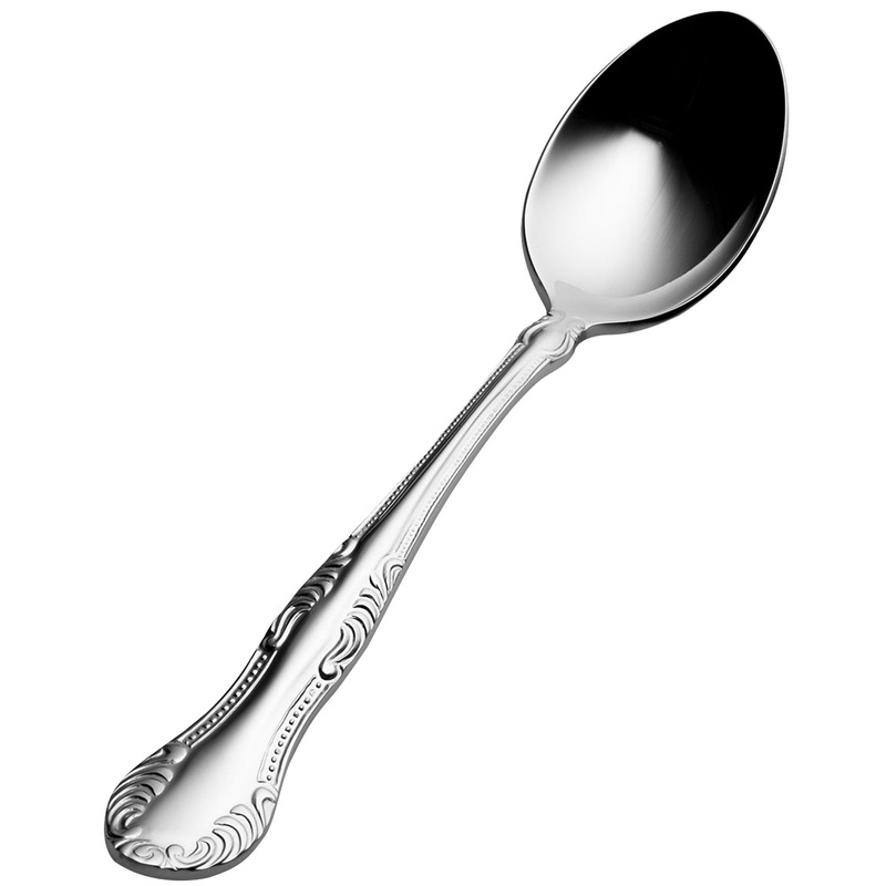 Bon Chef S2500 Elegant 6 3/16″ 18/10 Stainless Steel Extra Heavy Weight Teaspoon – 12/Pack