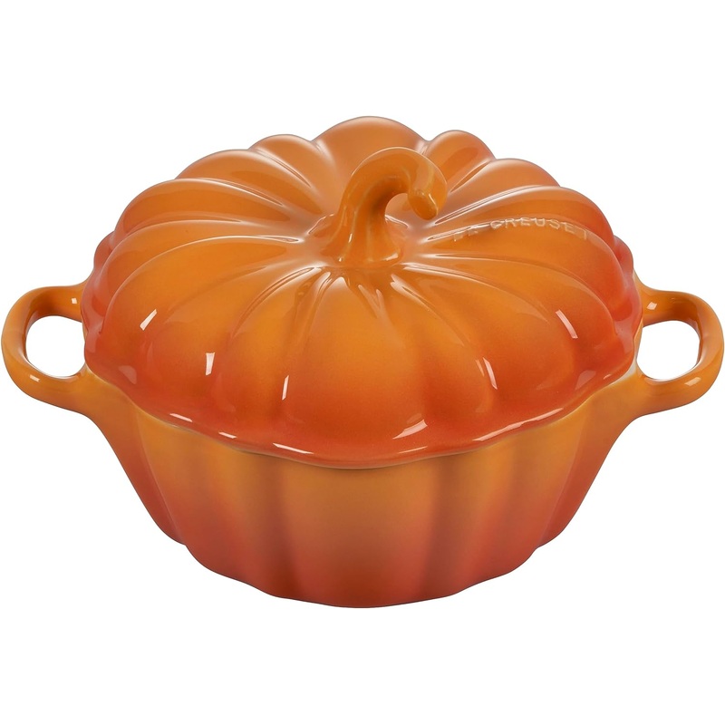 Le Creuset 12 oz. Stoneware Figural Pumpkin Petite Cocotte – Persimmon