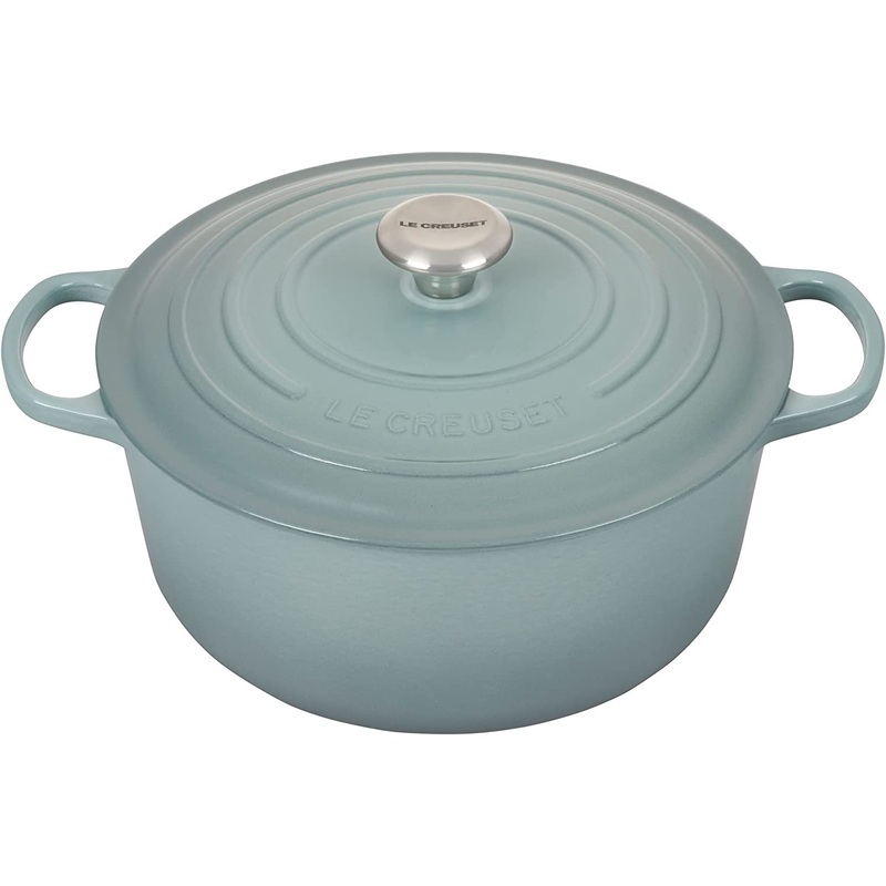 Le Creuset 7 1/4 Qt. Signature Round Dutch Oven w/Stainless Steel Knob – Sea Salt- Personalized Engraving Available