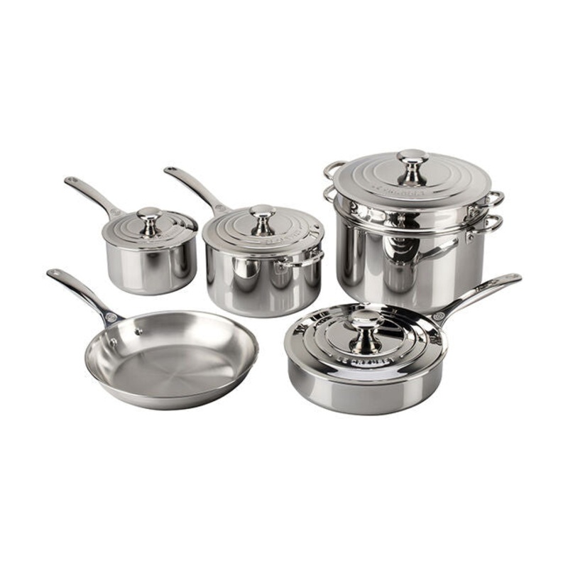 Le Creuset – Signature Stainless Steel 10-Piece Cookware Set