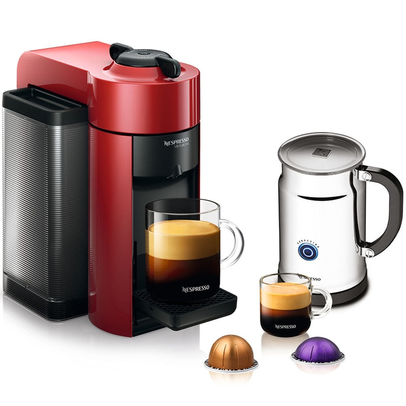 Nespresso Vertuoline Evoluo in Cherry Red & Aeroccino Plus