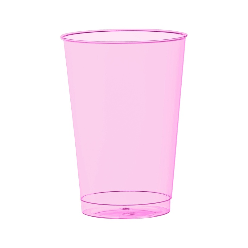 12 oz. Clear Pink Disposable Plastic Party Cups