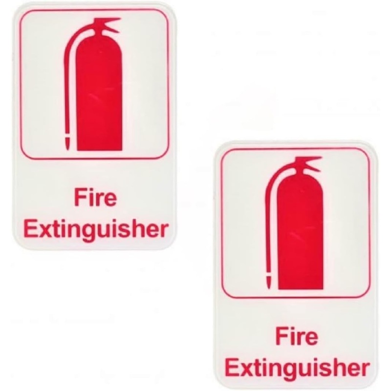 6″ x 9″ Fire Extinguisher Sign with Easy Peel Self-Adhesive Red on White Color Set of 2- Waterproof Self Adhesive Store Signs Indoor/Outdoor Warning Marker Home Business Use