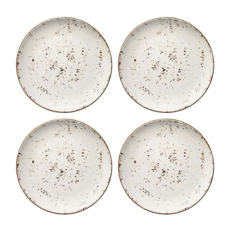 Grain dia.8.25″ Round Decorated Porcelain Plate (Set of 4)