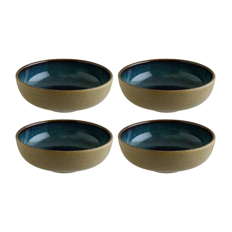 Sphere Ocean dia.5.5″ h:2″ 15 oz. Round Blue Porcelain Bowl (Set of 4)