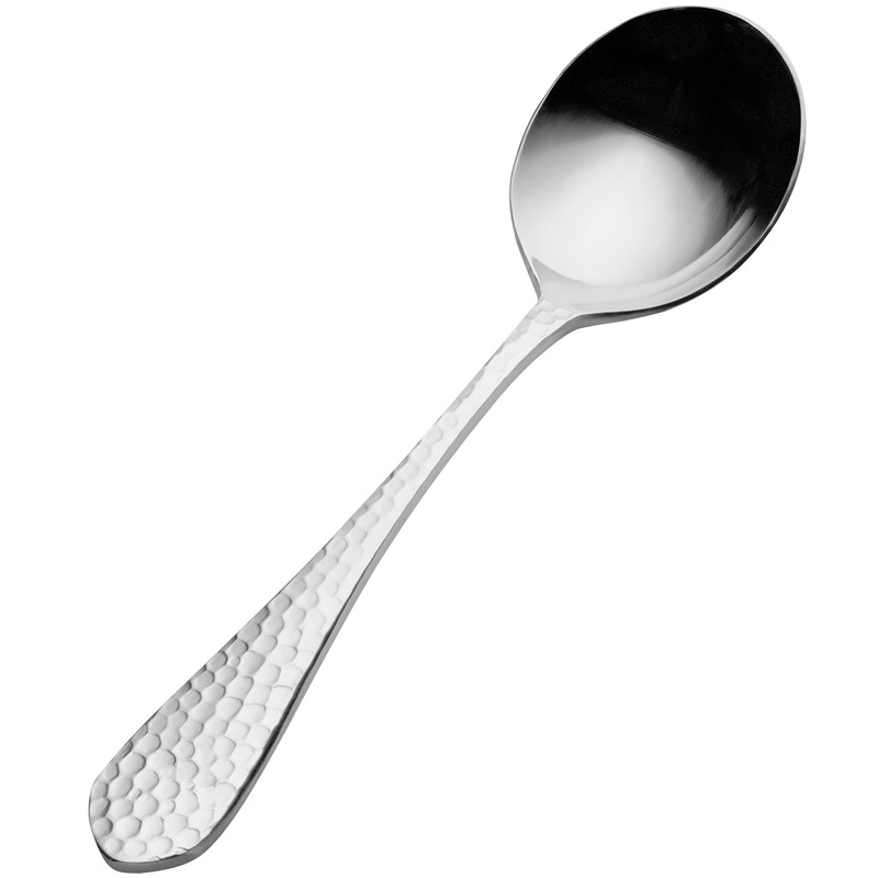 Bon Chef S1201 Reflections 6 1/4″ 18/10 Stainless Steel Extra Heavy Bouillon Spoon – 12/Pack
