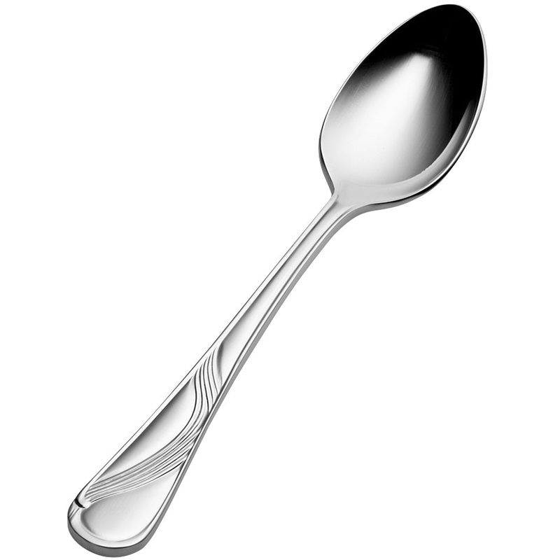 Bon Chef S2216 Wave 4 15/16″ 18/10 Stainless Steel Demitasse Spoon – 12/Pack