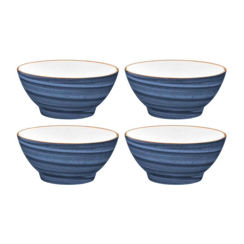 Dusk dia.5.5″ h:2.75″ 15 oz. Round Blue Porcelain Bowl (Set of 4)
