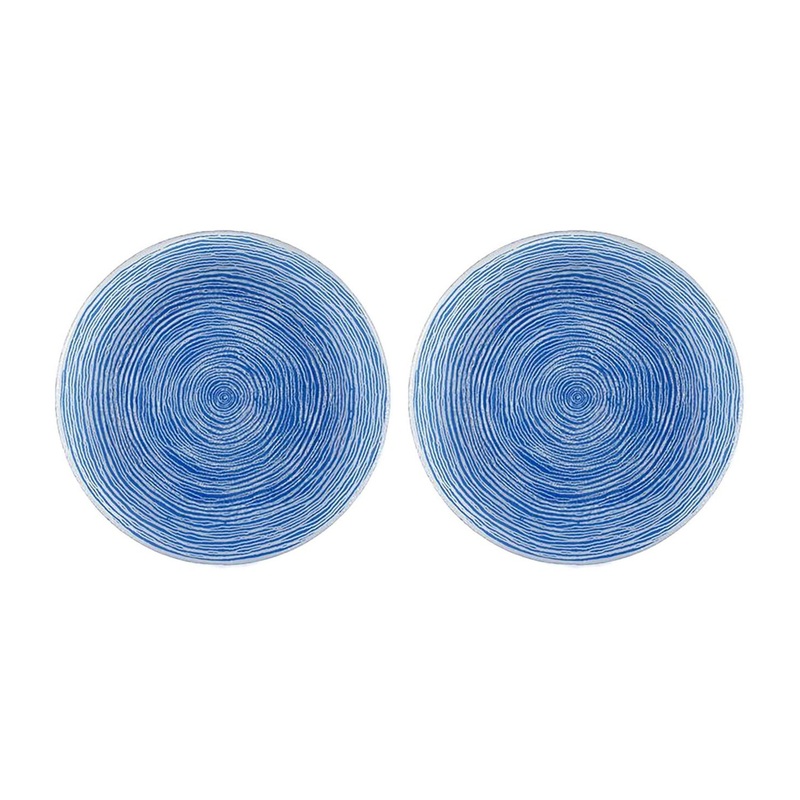 Glass Dinnerware dia.7.75″ Round Blue Glass Plate (Set of 2)