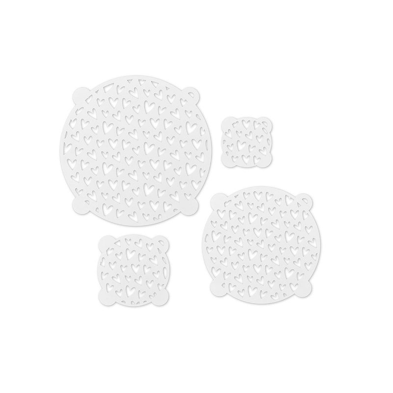 Talisman Designs Multi-Use Baking Stencils, Hearts Design, Set of 4 sizes, 3.5 inch, 5 inch, 8 inch, & 10 inch, White