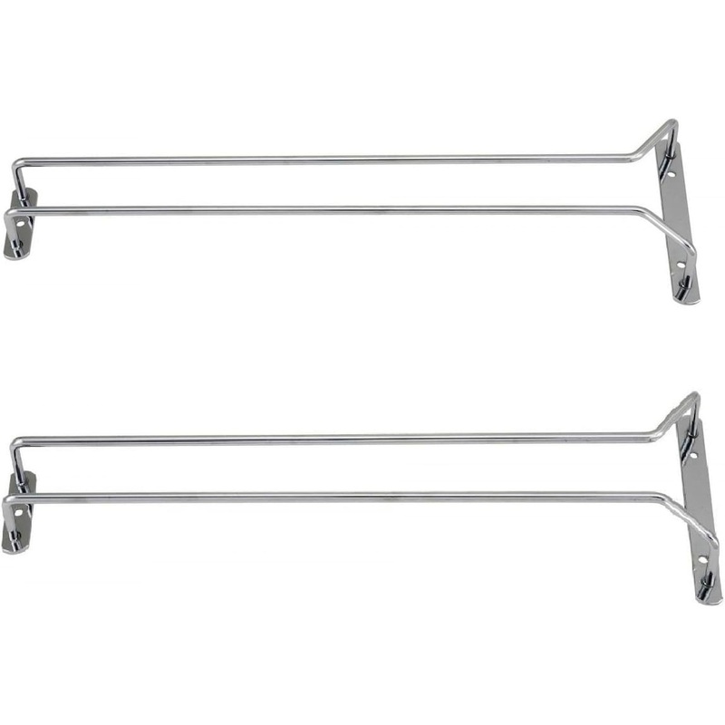 Wine Glass Rack Set of 2 – Stemware Rack Wire Hanging Rack Under Cabinet Wine Glass Rack Stemware Holder Glass Storage Hanger Organizer for Kitchen and Bar