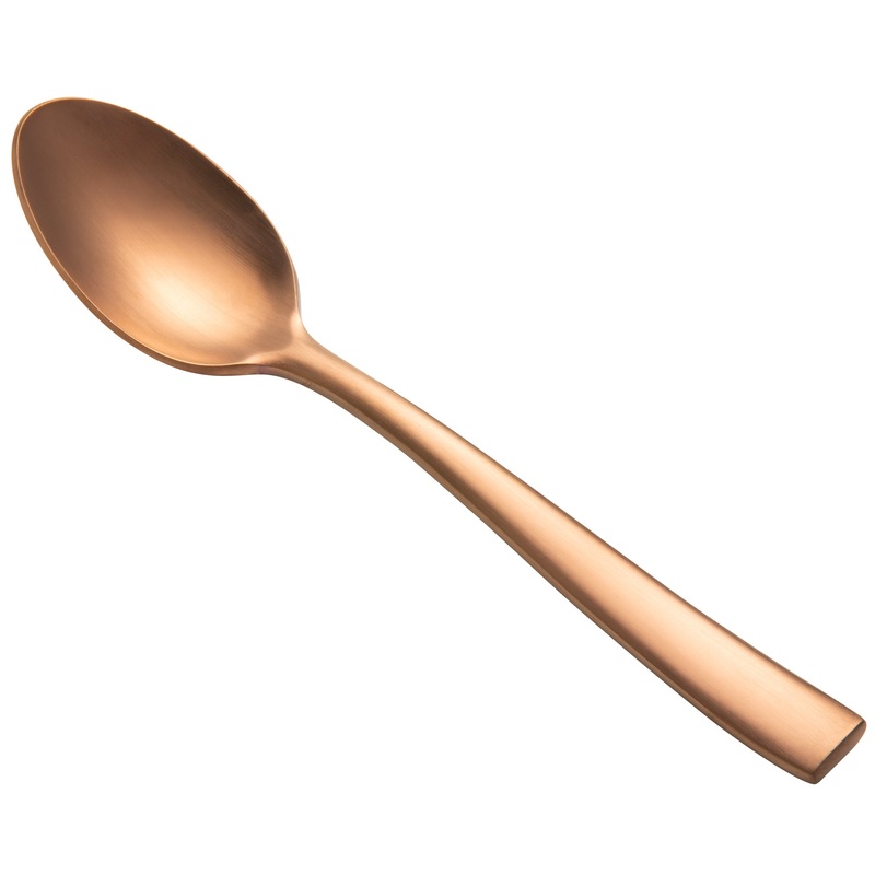Bon Chef S3003RGM Manhattan 7 3/4″ 18/10 Extra Heavy Weight Matte Rose Gold Stainless Steel Soup / Dessert Spoon – 12/Pack