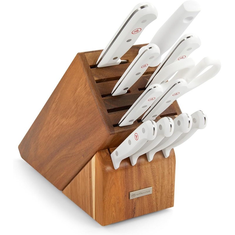 Wusthof Gourmet White – 12 Pc. Knife Block Set, Acacia