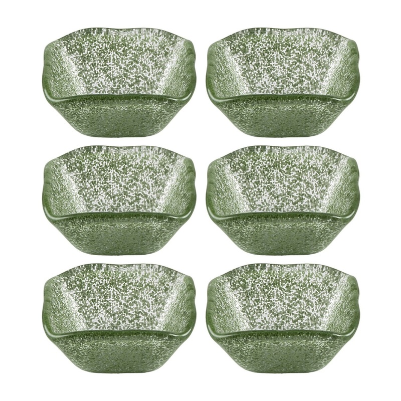 Glass Dinnerware 2.25″ x 2.25″ x h:1.5″ 2 oz. Square Green Glass Ramekin (Set of 6)