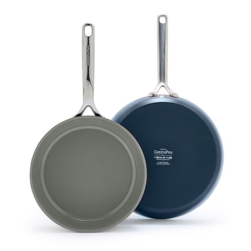 GP5 Colors Ceramic Nonstick 9.5″ and 11″ Frypan Set with Mirror Handles | Oxford Blue