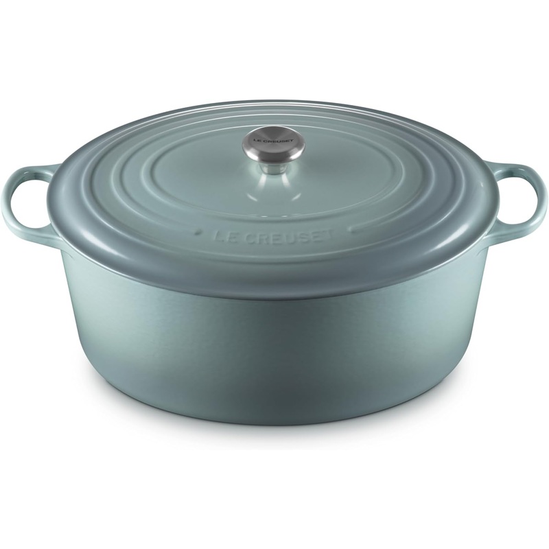 Le Creuset 15 1/2 Qt. Signature Oval Dutch Oven w/Stainless Steel Knob – Sea Salt