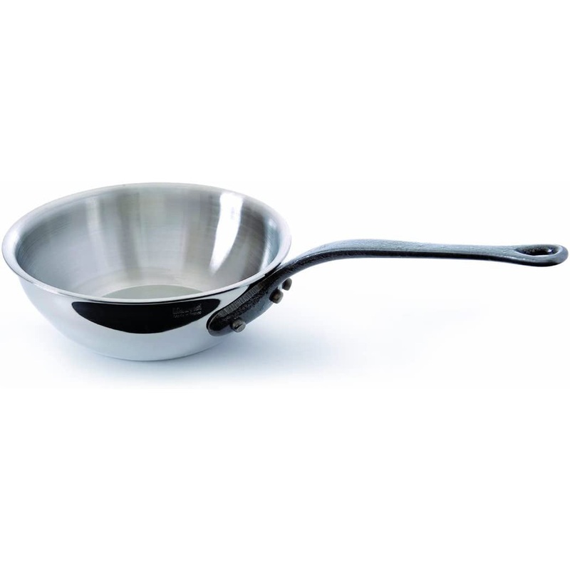 Mauviel M’Cook Ci Stainless Steel Curved Splayed Saute Pan, 10.2 Inch