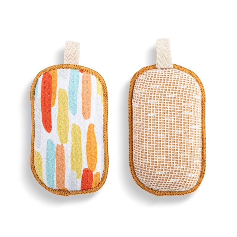 Orange Lines Absorbent Reversible Sponges Set of 2