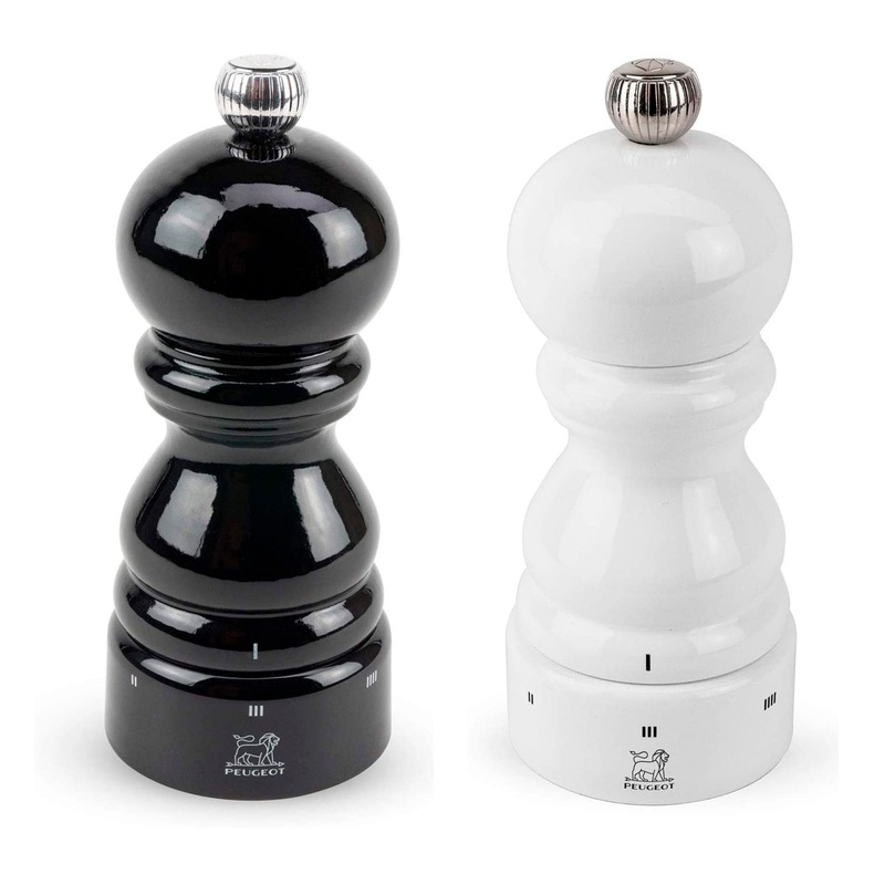 Peugeot Paris U’Select Wood Salt and Pepper Mill Black and White Lacquered, 4.7-Inches