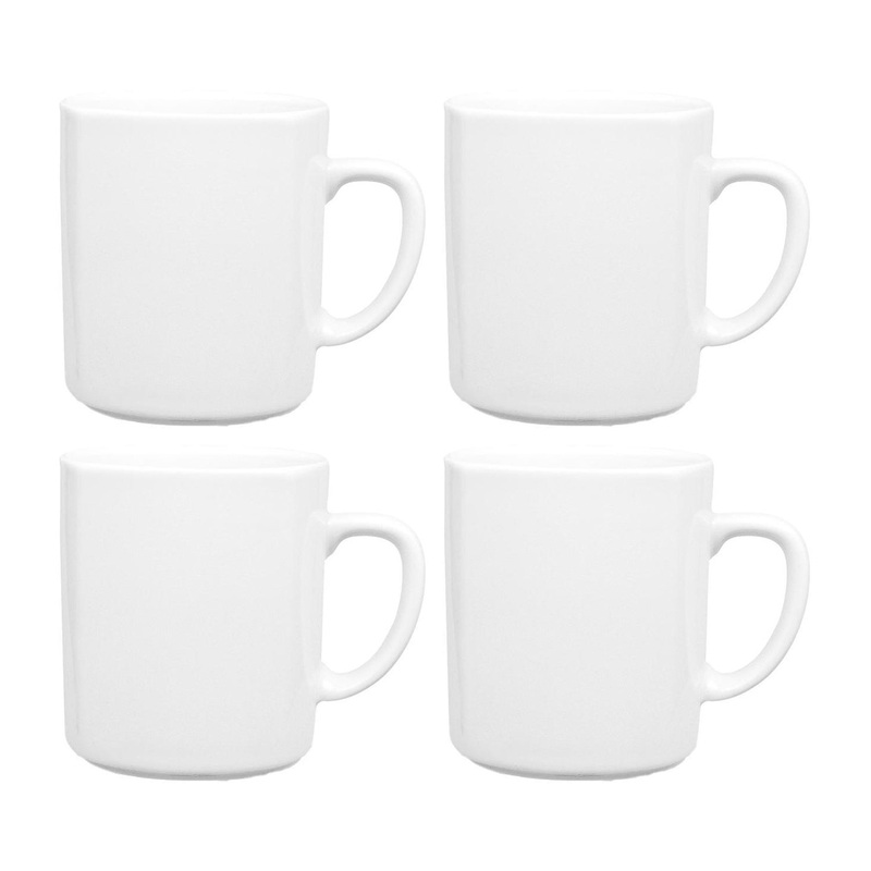 Porcelain Mimoza dia.3″ h:3.5″ 10 oz. Round White Porcelain Mug (Set of 4)
