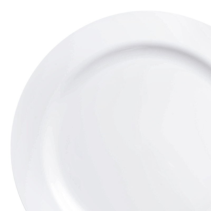Solid White Economy Round Disposable Plastic Dinner Plates (10.25″)