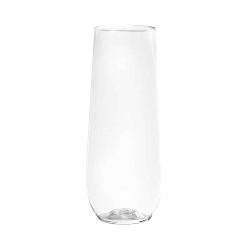 9 oz. Clear Stemless Plastic Champagne Flutes