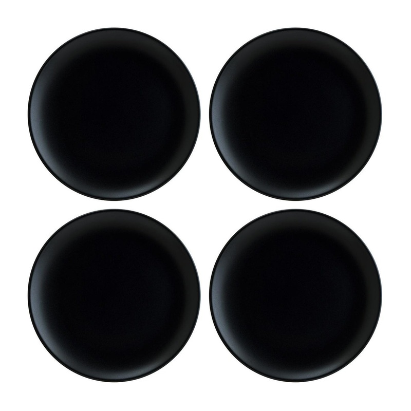 Notte dia.10″ Round Black Porcelain Plate (Set of 4)