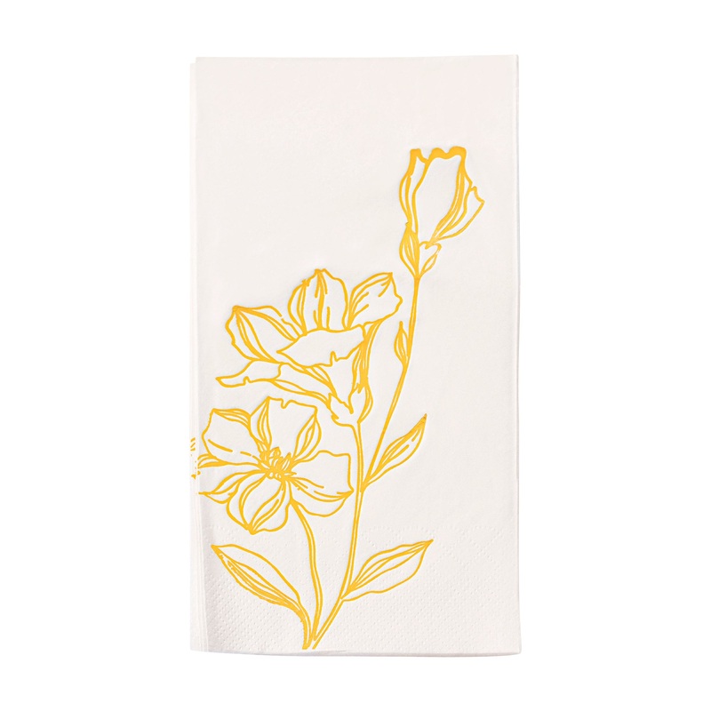 White with Gold Antique Floral Paper Dinner Napkins