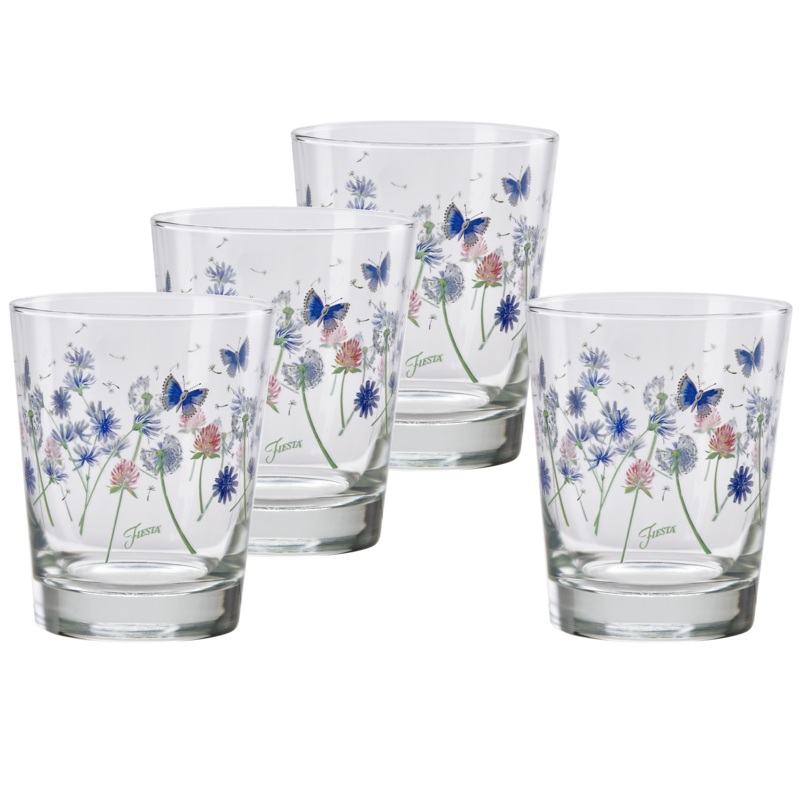 Breezy Floral 15 oz. Tapered Double Old Fashion Glass  Set of 4
