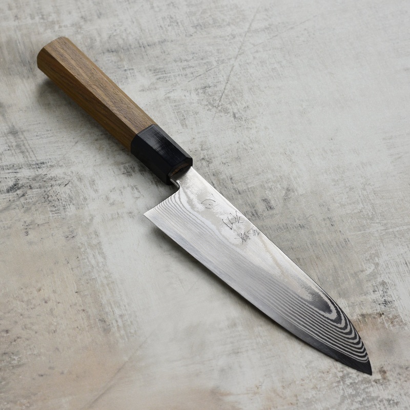 Hatsukokoro Ginsou Ginsan Damascus 7″ Santoku