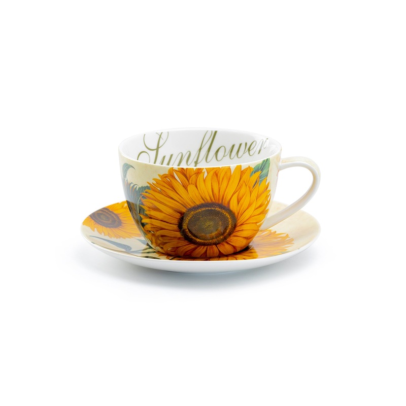 Sunflower Fine Porcelain Breakfast Jumbo Cup and Saucer