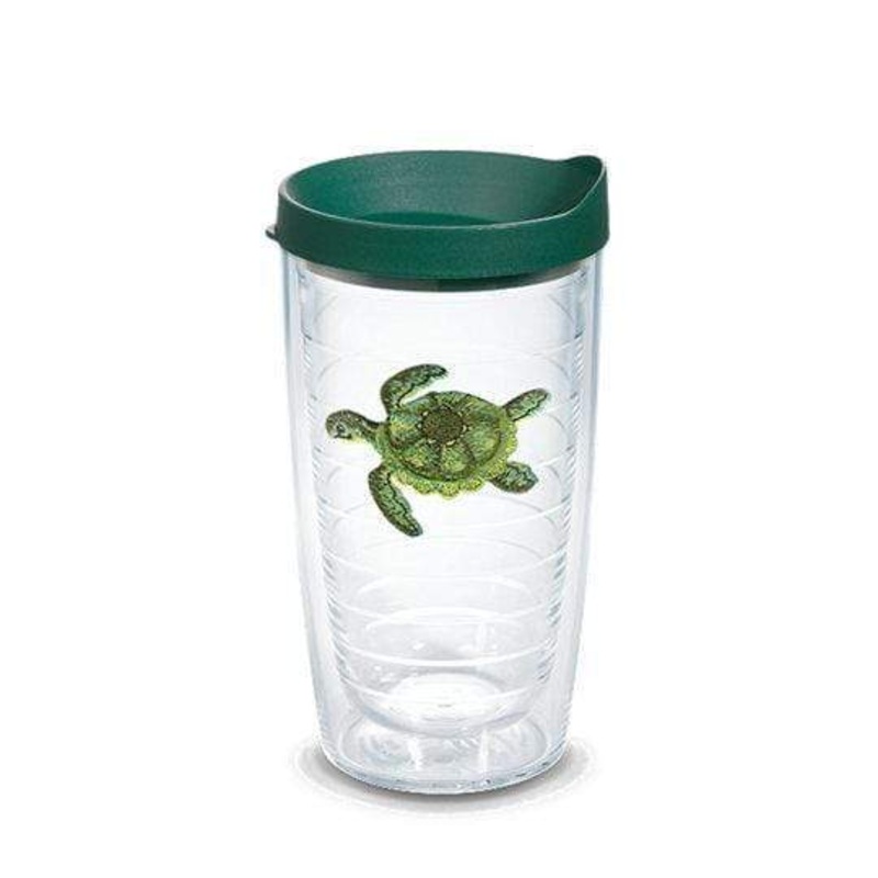 Tervis Tumbler 16 oz Green Turtle Emblem With Lid