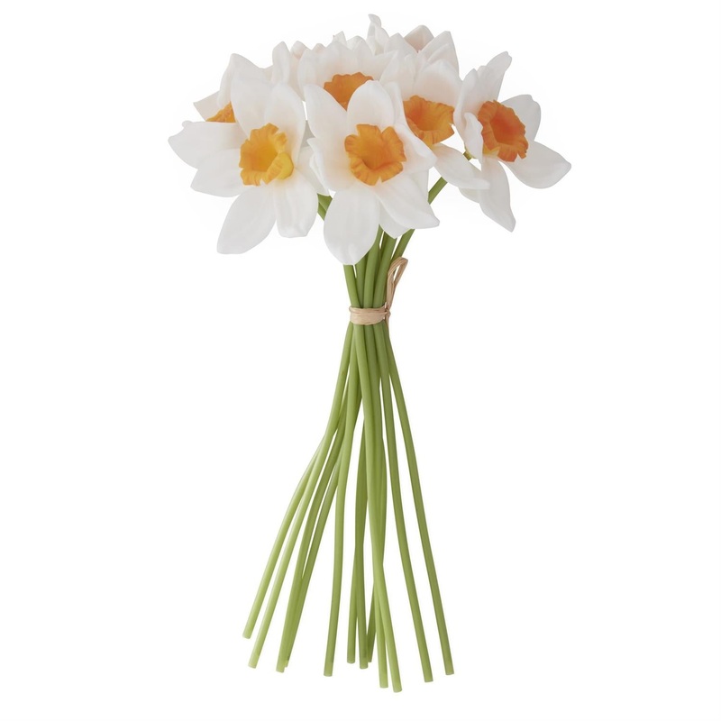 White & Yellow Real Touch Daffodil Bundle 11″