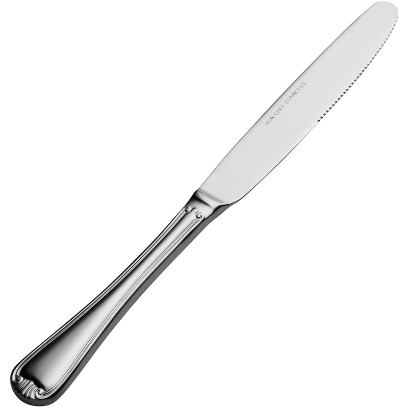 Bon Chef S912 Renoir 9 1/2″ 13/0 Extra Heavy Weight Stainless Steel Solid Handle European Dinner Knife – 12/Pack