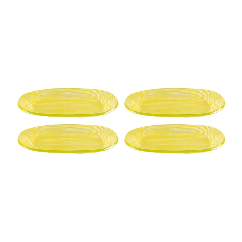 Glass Dinnerware 7.75″ x 4.25″ x h:0.5″ Oval Yellow Glass Platter (Set of 4)