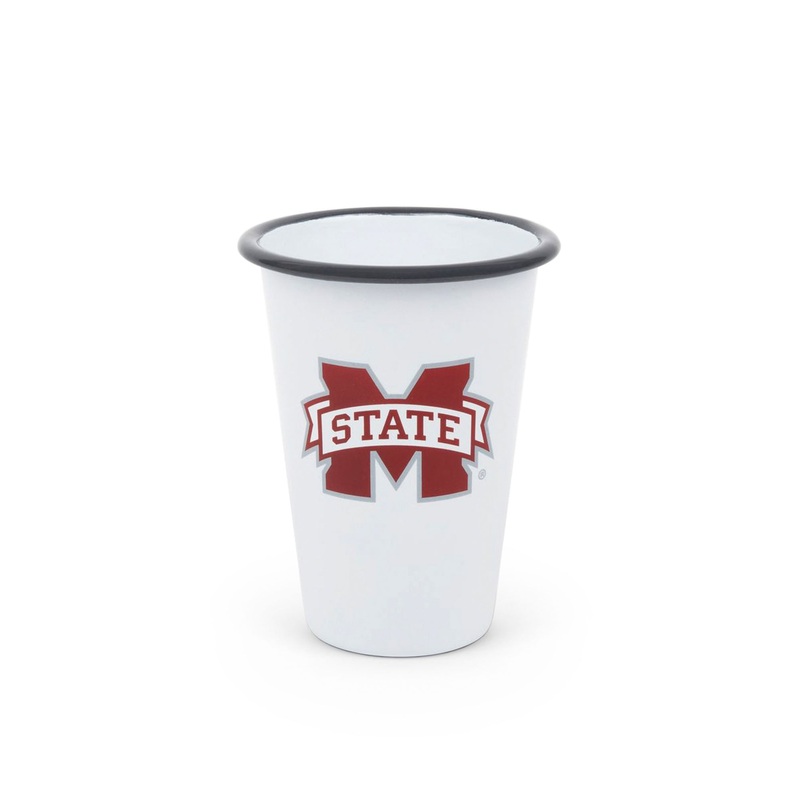 Mississippi State Enamelware 16oz Mug, Grey Rim