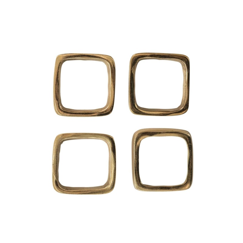 Napkin Rings – Gold Squares, Set of 4