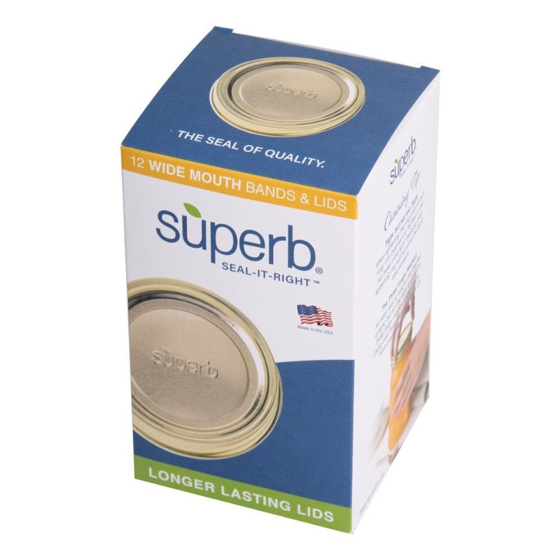 Set of 12 Wide Mouth Canning Jar Lids & Bands by Superb