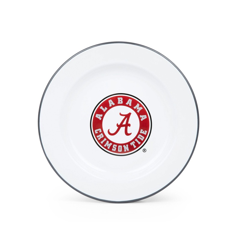 U of Alabama Enamelware Dinner Plates, Grey Rim, Set of 4