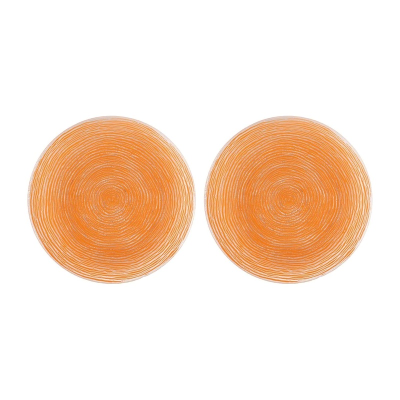 Glass Dinnerware dia.7.75″ Round Orange Glass Plate (Set of 2)