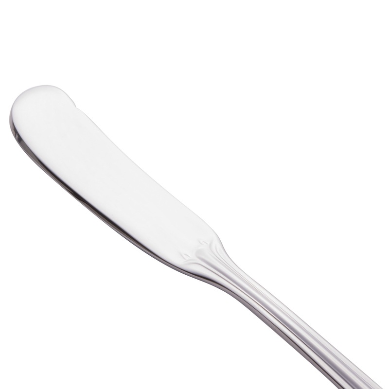 World Tableware 961 053 Resplendence 5 1/4″ 18/0 Stainless Steel Heavy Weight Butter Spreader – 12/Pack