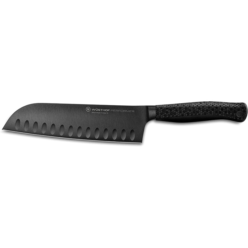 Wusthof Performer Black – 7″ Santoku Knife w/Hollow Edge