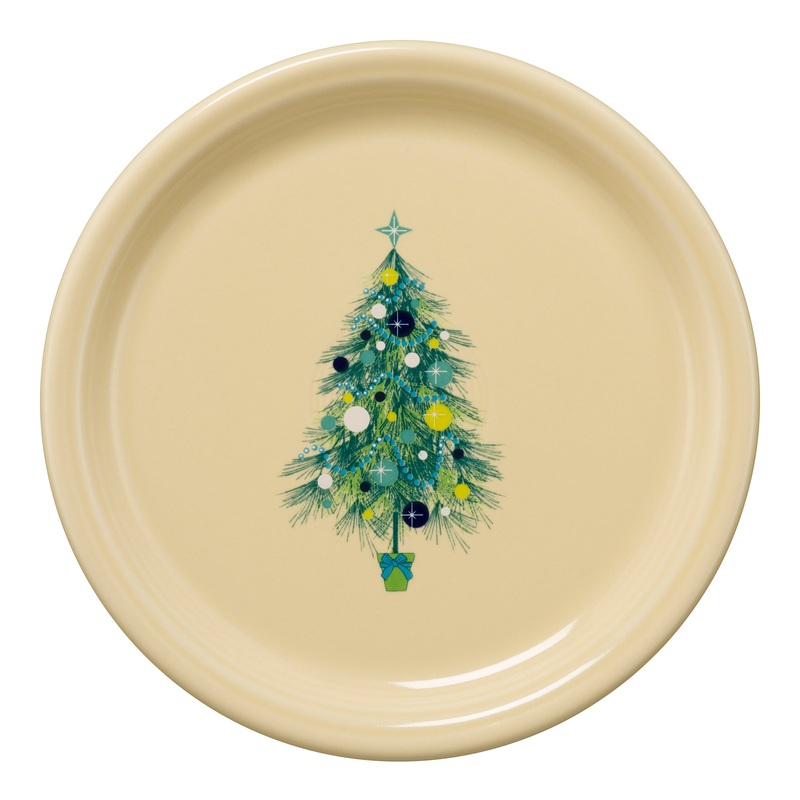 Blue Christmas Tree Bistro Coupe 9 Inch Luncheon Plate