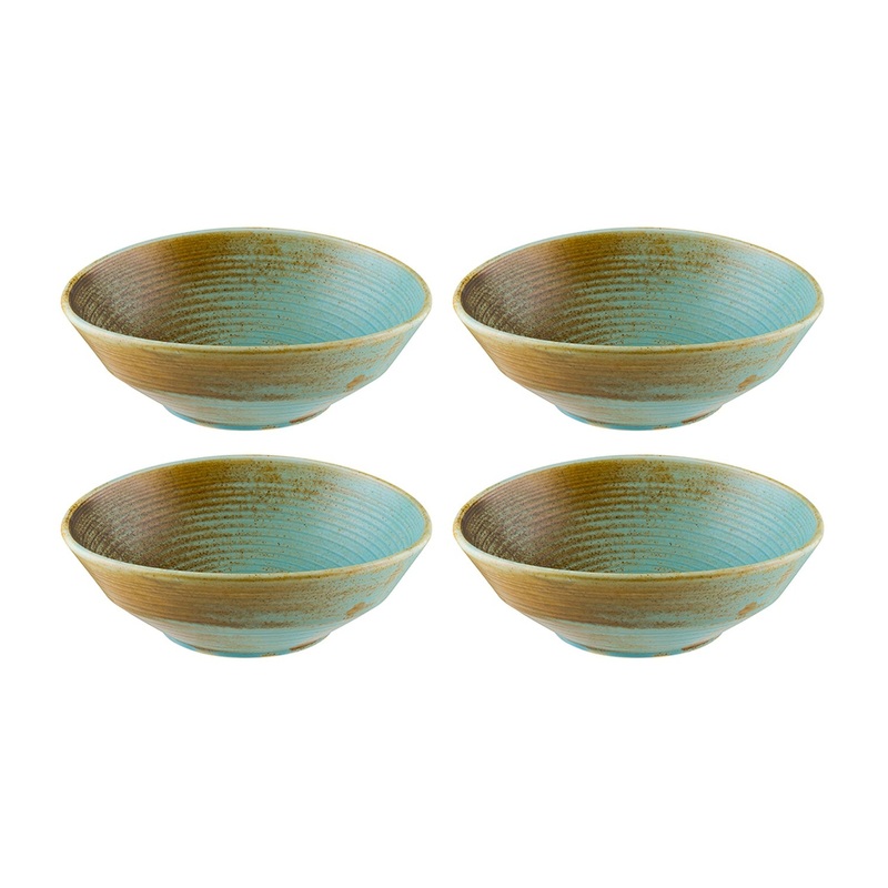 Coral dia.6.5″ h:2.25″ 14 oz. Round Decorated Porcelain Bowl (Set of 4)