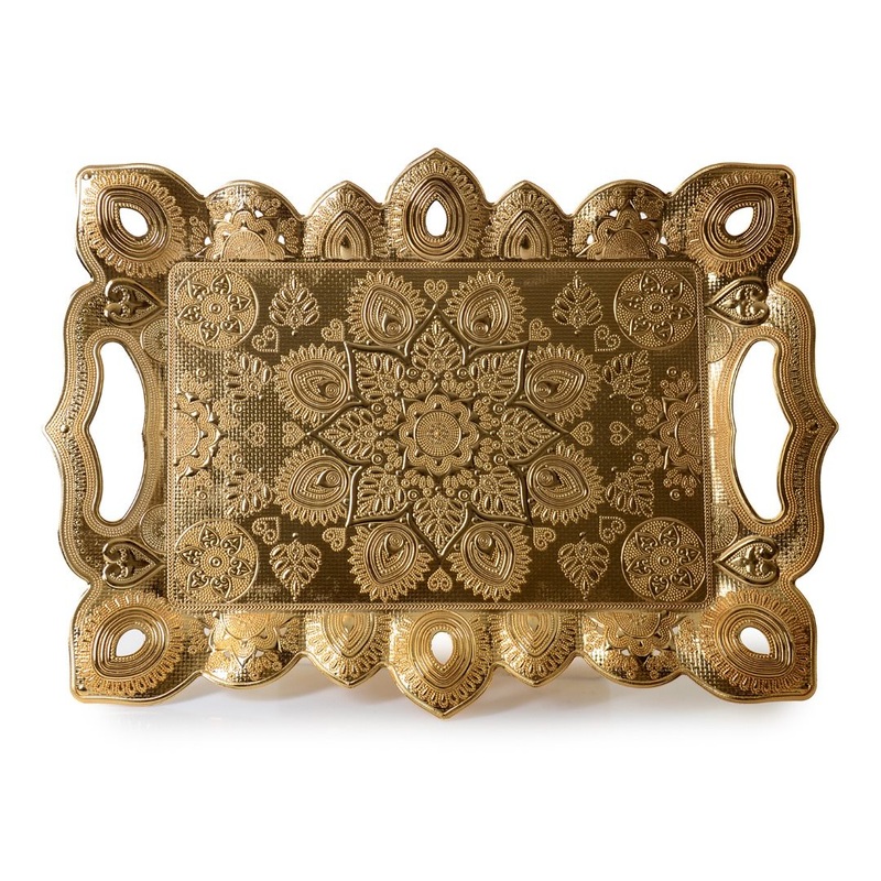 Decorative Tray with Raised Edge, Serving Tray, 15.6×11.4 in