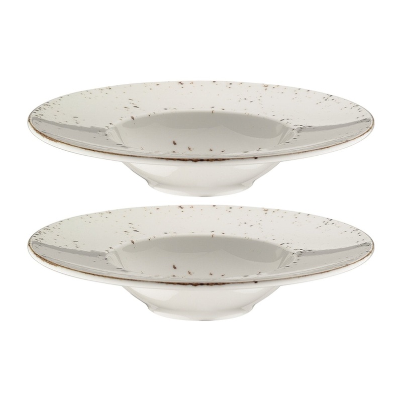 Grain dia.11″ h:2.5″ 14 oz. Round Decorated Porcelain Bowl (Set of 2)