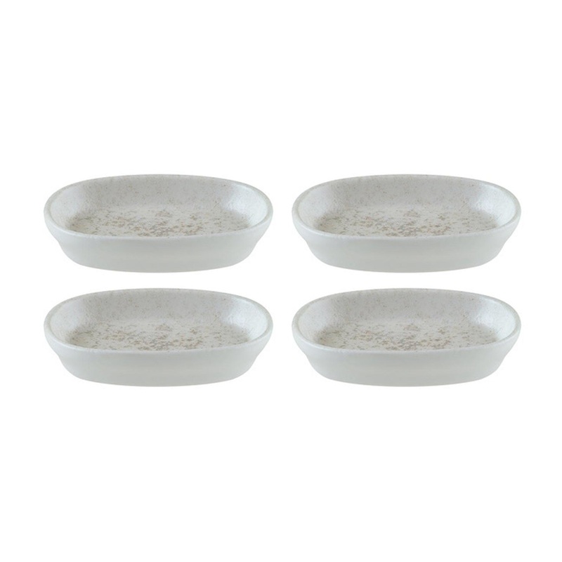 Luna 4″ x 2.5″ x h:0.75″ Oval White Porcelain Platter (Set of 4)