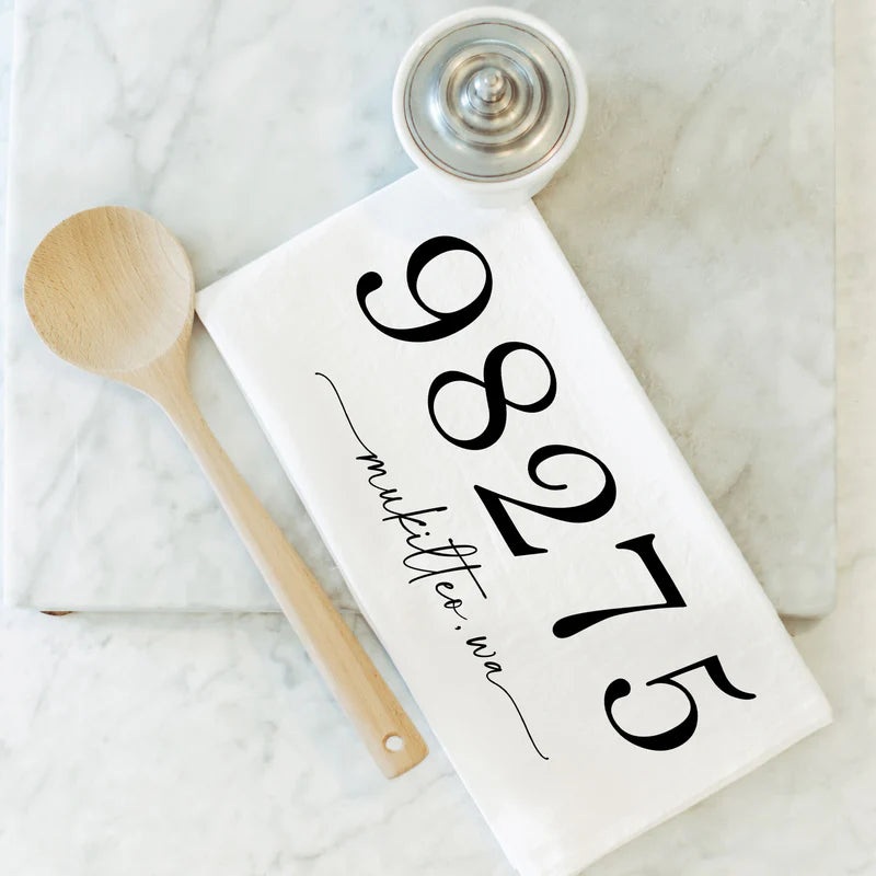 Porter Lane Home Zip Code Wheaton Tea Towel White