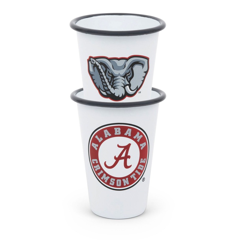 U of Alabama Enamelware 14oz Tumblers, Grey Rim, Set of 2