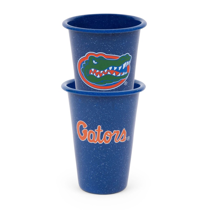 U of Florida Enamelware 14oz Tumblers, Medium Blue Speckle, Set of 2
